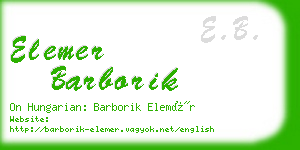 elemer barborik business card